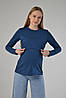 Лонгслів з мʼякоі бавовни для вагітних з секретиком для годування (розміри: XS-XL) синій, фото 2
