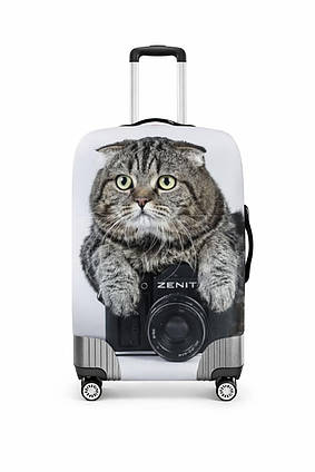 Чохол на валізу ⬩ Кіт Упітиш RunningTiger S ⬩ ручна поклажа ⬩ білий