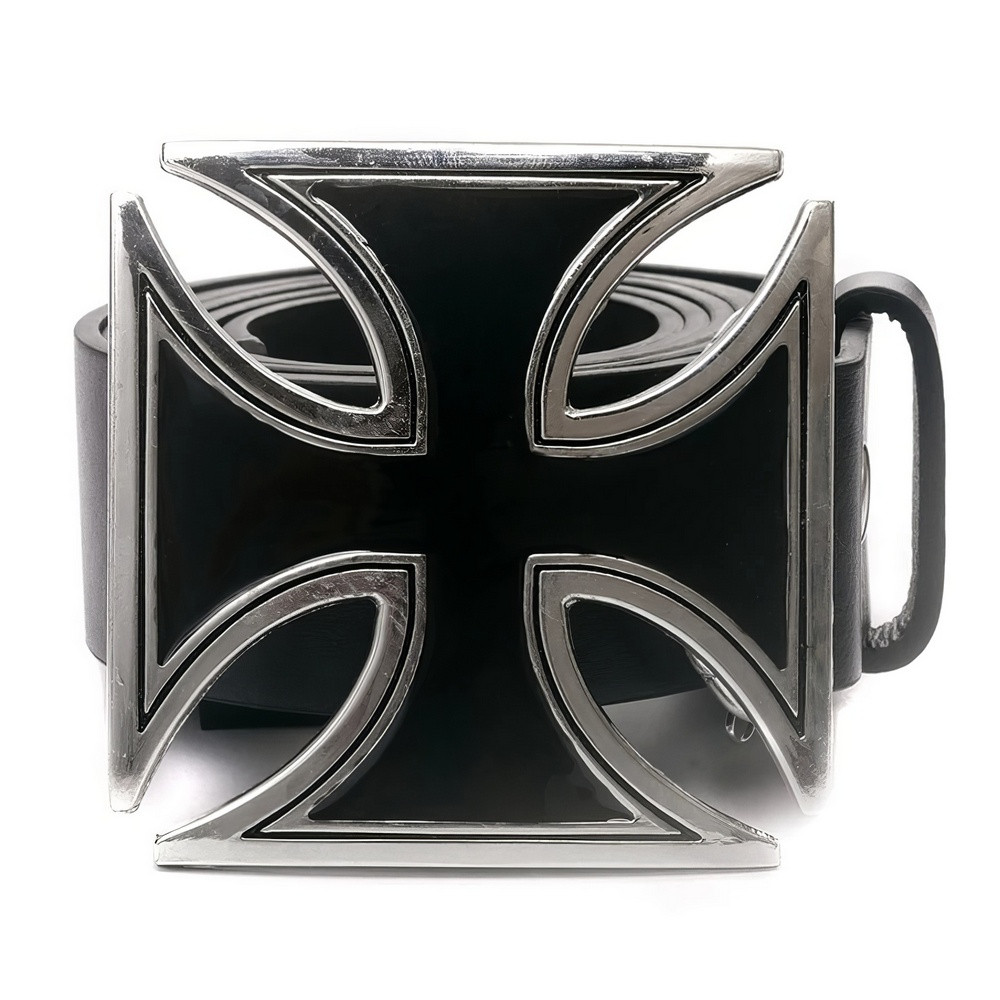 Пряжка для ременя «Залізний хрест» 8×8 см, цинковий сплав, під ремінь 3,8–4 см