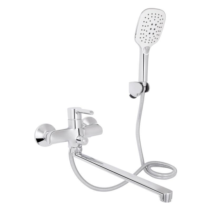 Змішувач для ванни Qtap Grand з поворотним виливом (з душовим гарнітуром) QTGRACRM005 Chrome