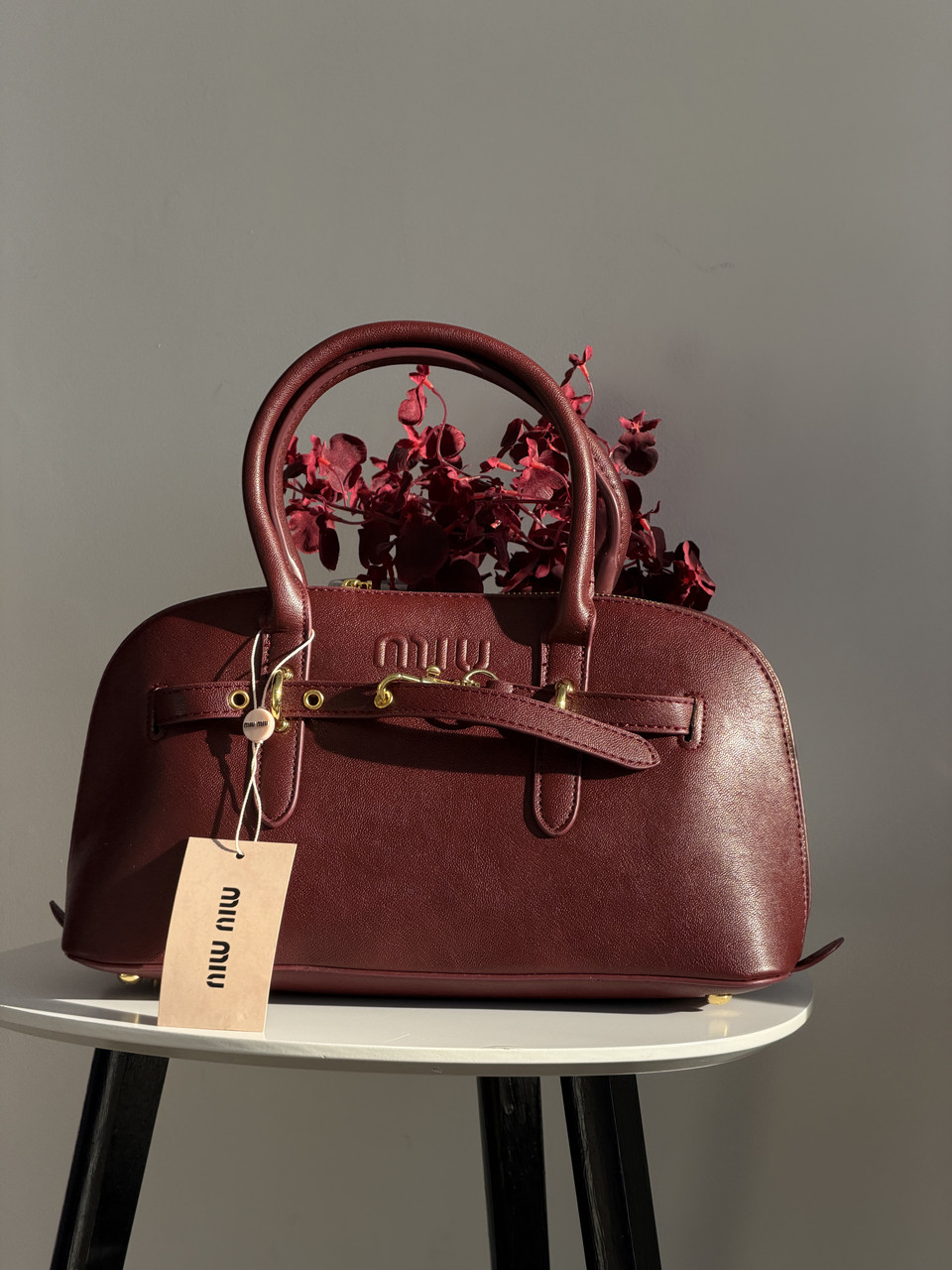 Сумка Miu Miu Aventure Nappa Leather бургунди, фото 1