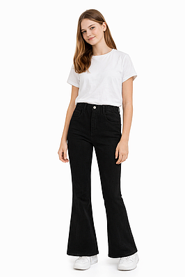 Підліткові джинси кльош для дівчинки підлітка чорні (93007)