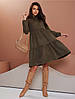 Плаття для вагітних і годувальниць із м'якого вельвету вільного крою (розміри: 42-54) олива зелений, фото 2