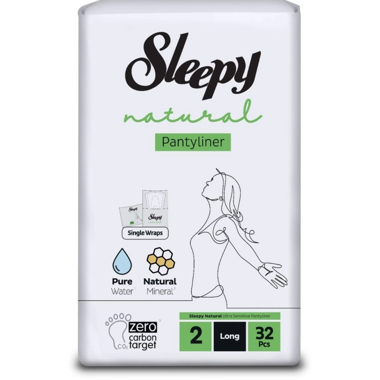 Прокладки щоденнi Sleepy Natural Long (180 мм) 4 краплі 32 шт. Безпечні прокладки, фото 1