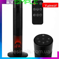 УЦІНКА! Колонний тепловентилятор з імітацією каміна 2000 Вт + пульт, Teesa / Підлоговий обігрівач / Електрообігрівач