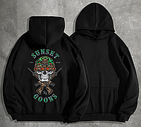 Худі чоловічий на флісі з принтом Sunset Goons Зелений череп в тепловізорі , Чорний