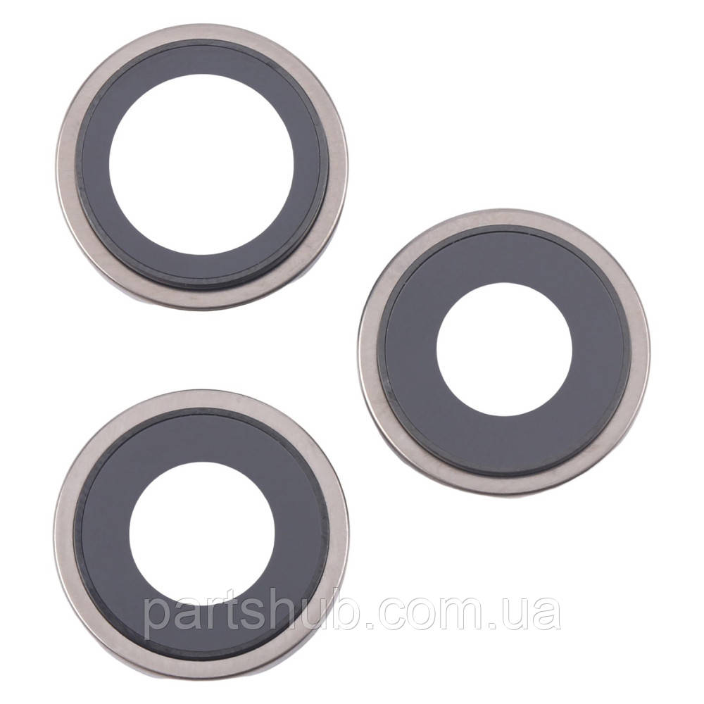 Скло камери Apple iPhone 16 Pro, iPhone 16 Pro Max (з сірим кільцем - 3 шт), фото 1