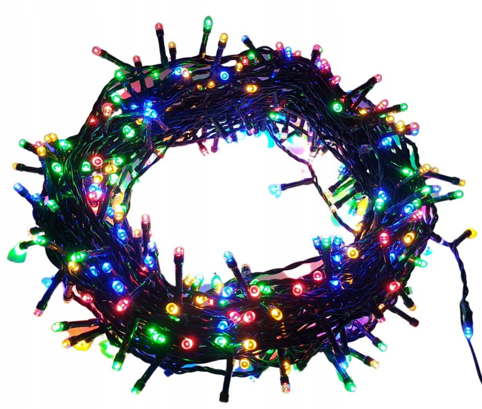 Гірлянда нитка 300led warm 100-10 led флеш на чорному дроті ∙ Провід гірлянда кульки 300 led yY., фото 1