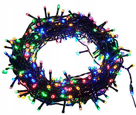 Гірлянда нитка 300led warm 100-10 led флеш на чорному дроті ∙ Провід гірлянда кульки 300 led yY.