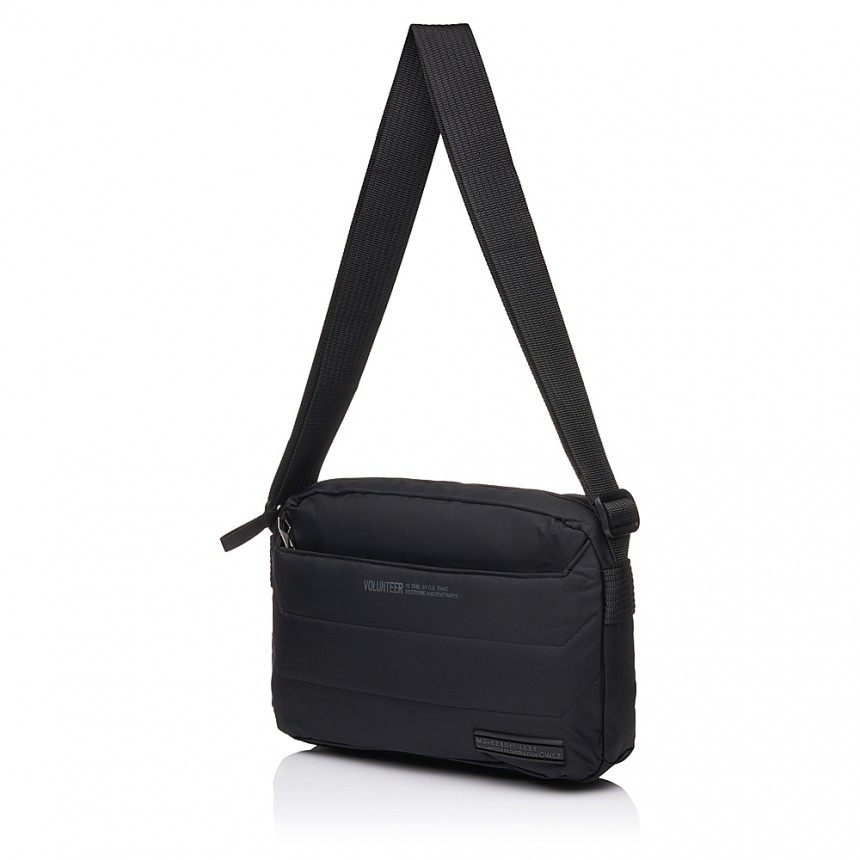 Сумка чоловіча горизонтальна тканинна чорна Volunteer 1713-13, фото 1