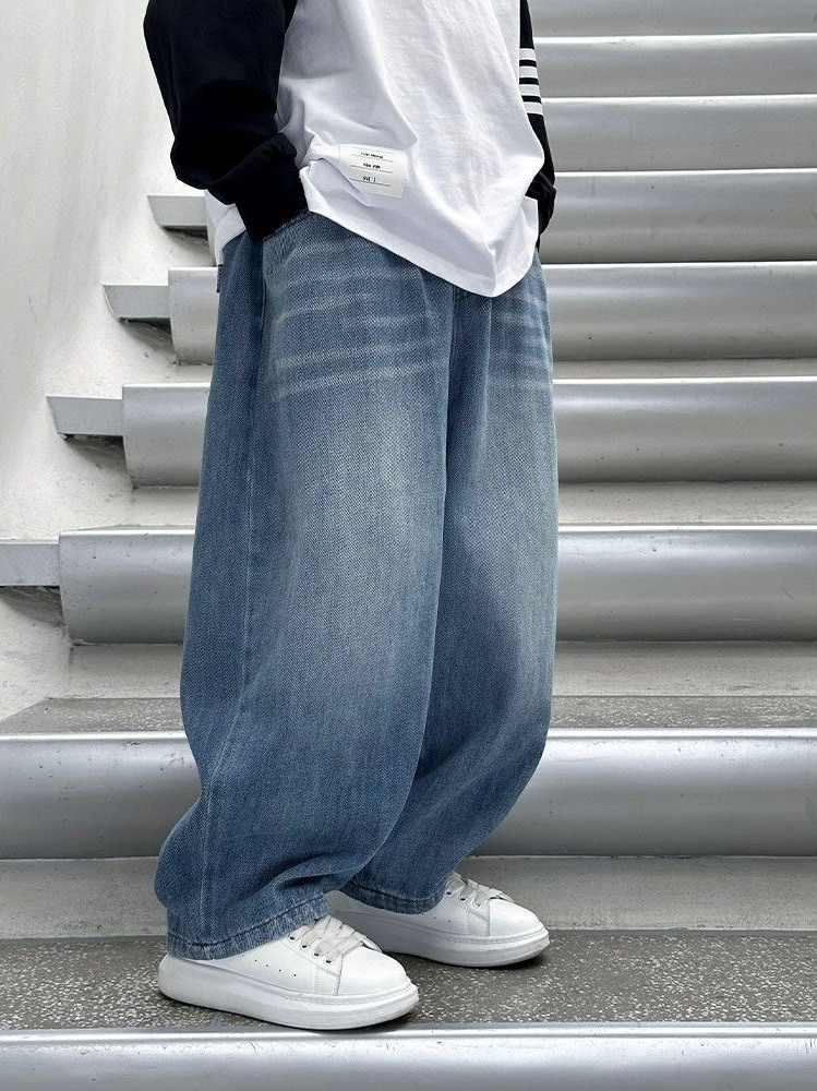 Широкі джинси для хлопчика, стиль оверсайз, розмір 150, фото 1