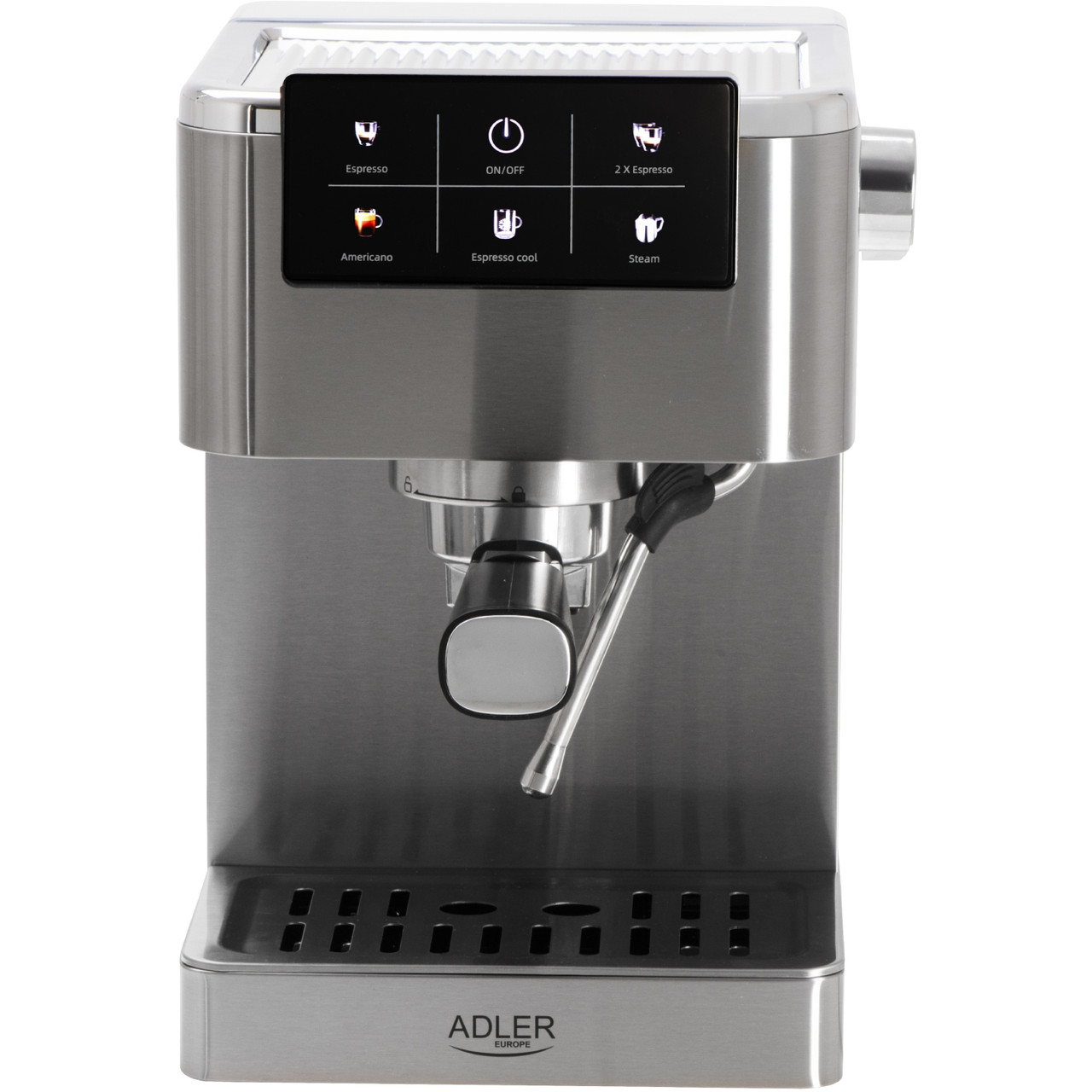 Кавомашина Adler AD 4390 ріжкова/ 1350 Вт/ 20 бар/ 1,5л/ мелена/ капучінатор/сіра, фото 1