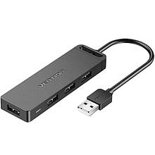 Хаб USB 2.0 -> 4xUSB 2.0, 0.15 м, Black Vention