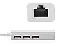 Хаб USB 2.0 Type-C -> 3xUSB 2.0 + RJ45 Fast Ethernet White, фото 3