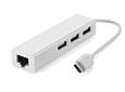 Хаб USB 2.0 Type-C -> 3xUSB 2.0 + RJ45 Fast Ethernet White, фото 4