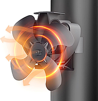 Вентилятор для печі, вентилятор для дров, безшумний магнітний вентилятор для димоходу, 4-лопатевий вентилятор для дров, камін