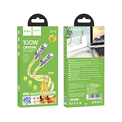 Кабель USB Hoco U113 Solid Silicone 100W Type-C to Type-C (Золотий)