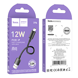 Кабель USB Hoco X96 Lightning 2.4 A 0.25m (Чорний)