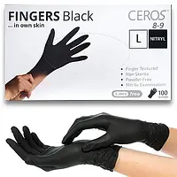 Нітрилові рукавички CEROS Fingers® Black M
