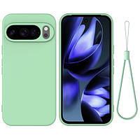 Силиконовый чехол с микрофиброй для Google Pixel 10 Pro XL мятный софт тач бампер
