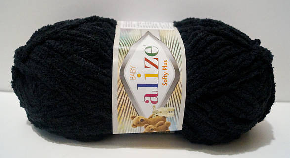 Нитки пряжа для в'язання велюрова плюшева SOFTY PLUS Софті Плюс № 60 - чорний