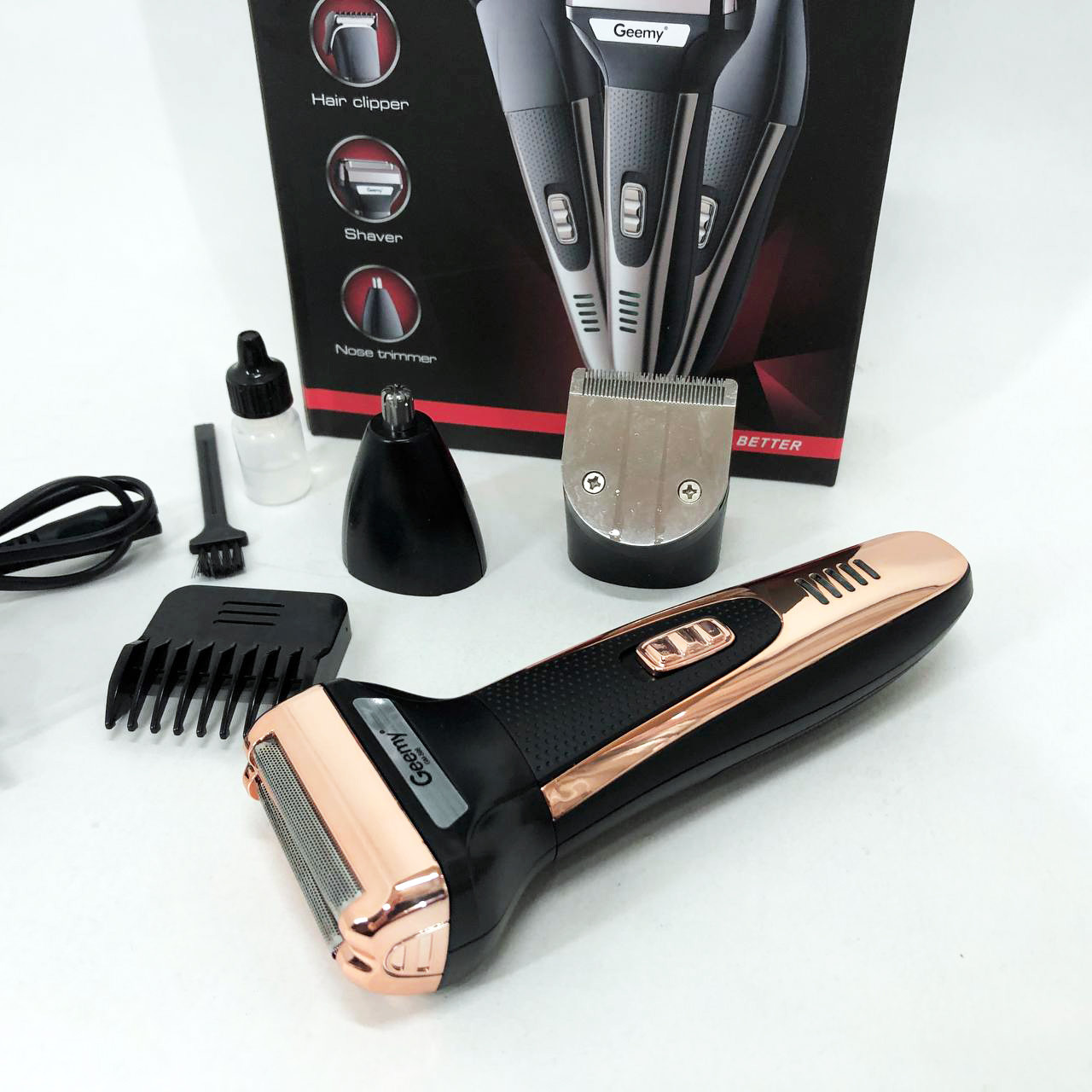 Тример універсальний GEMEI GM-598, професійна електробритва, бритва для бороди. Колір: золотий, фото 1