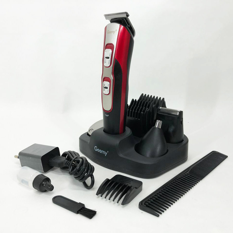 Машинка для стрижки 10в1 GEMEI GM-592, машина для окантування, підстригальна машинка. Колір: червоний, фото 1