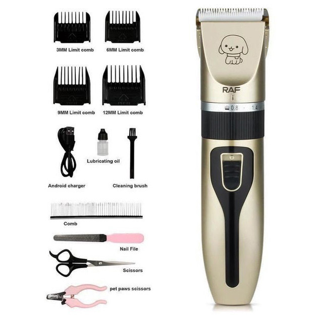 Машинка для стрижки собак і котів триммер машинки для грумінгу RAF R.436 набір для стрижки тварин, фото 1