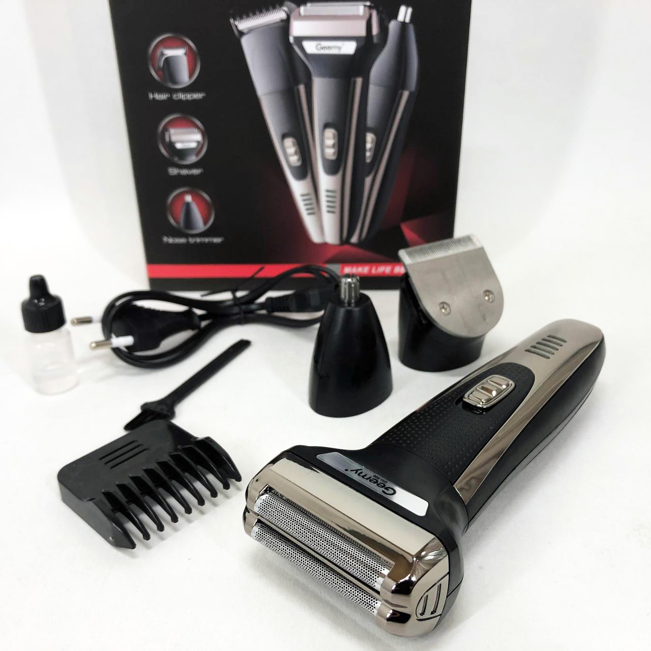 Тример універсальний GEMEI GM-598, бездротова електробритва, триммер для вусів. Колір: платиновий, фото 1