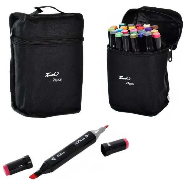 Набір скетч маркерів для малювання Touch 24 шт/уп. двосторонні професійні фломастери для художників, фото 1