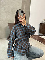 Сорочка з баскою, фланель 42-48 блу792-422
