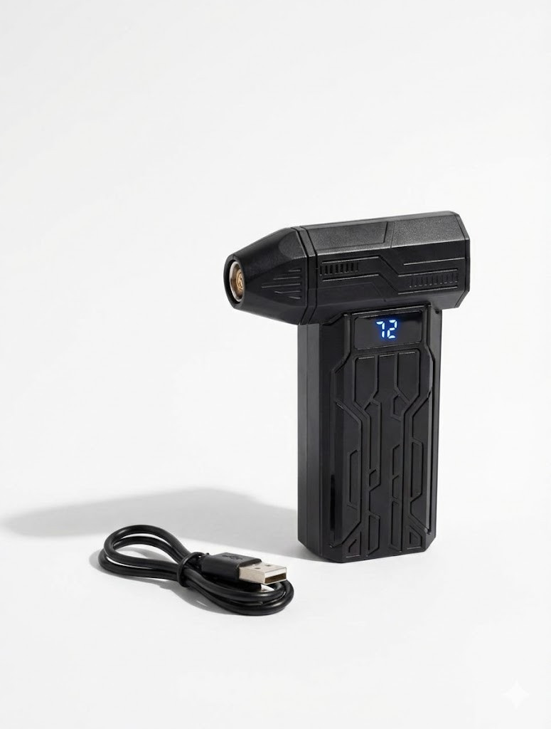 Акумуляторний турбовентилятор Mini007 високошвидкісний, повітродувка для очищення техніки, USB Type-C, 2000 мА·год, LED дисплей, фото 1