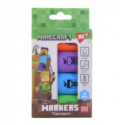 Маркер текстовий Yes "Minecraft" в наборі, 4 шт.