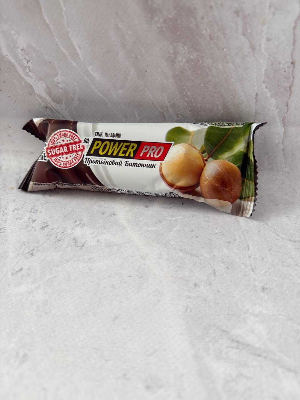 Протеїновий батончик з макадамія без цукру Power Pro 60 г, фото 1