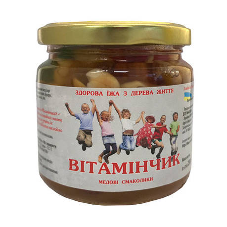 Мед з горіхами та цукатами Мед Карпат Вітамінчик 240 г, фото 1