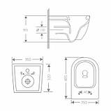 Унітаз підвісний Jay Rimless 485×360×320 мм, White, із сидінням Slim Duroplast/ Soft-close/Quick Relase QT07335177RW Qtap, фото 2