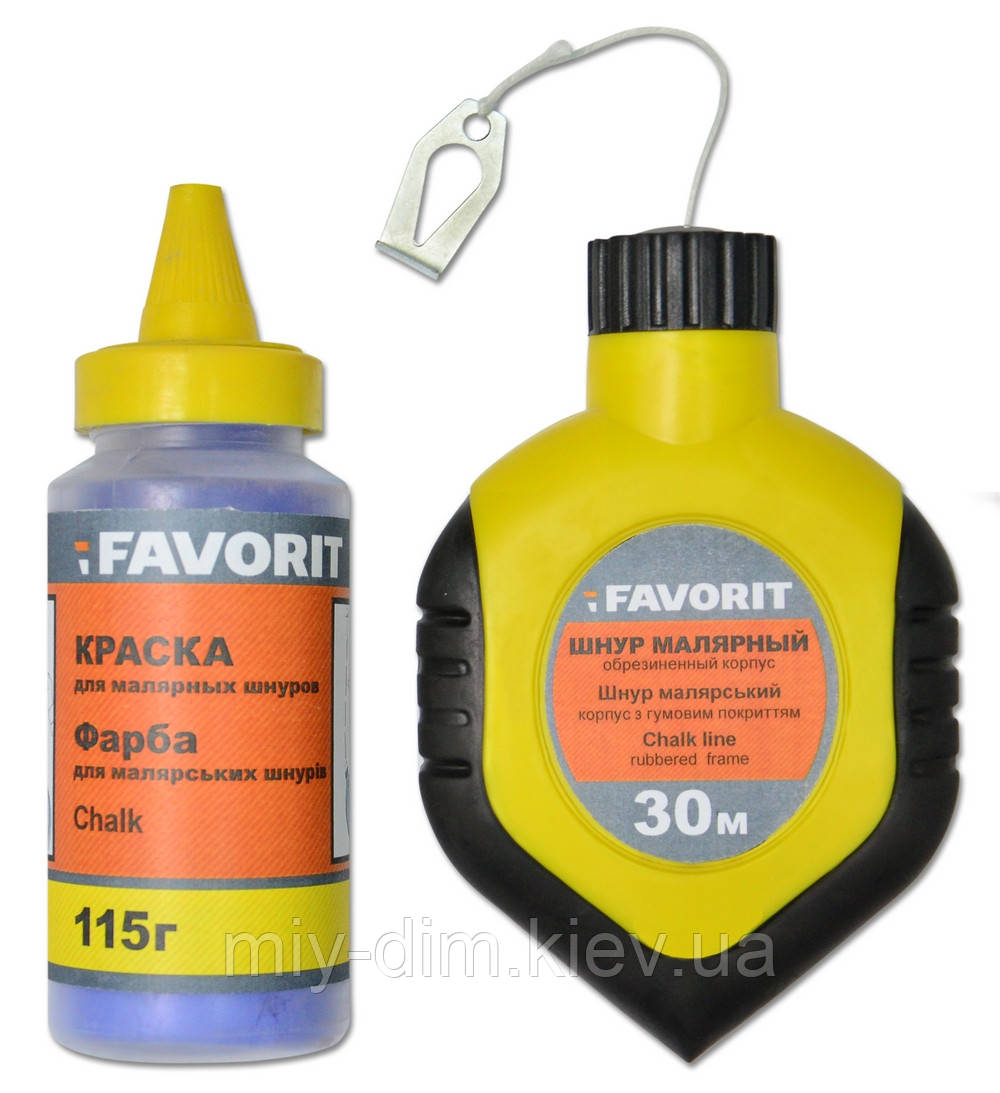 Шнур малярський обрезинений корпус+фарба30м FAVORI (04-334)