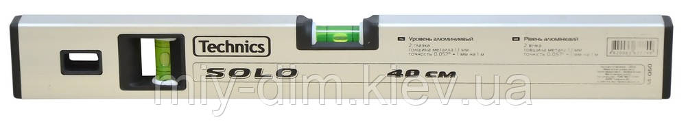 Рівень алюмінієвий Solo, 2 віч., 120 см TEHCNIKS (14-064)