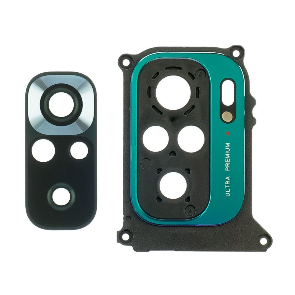 Скло камери для Xiaomi Redmi Note 10/ Note 10s з зеленою рамкою, фото 1