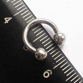 Підкова для пірсингу: діаметр 8 мм, товщина 1.6 мм, кульки діаметр 4 мм. Сталь 316L.
