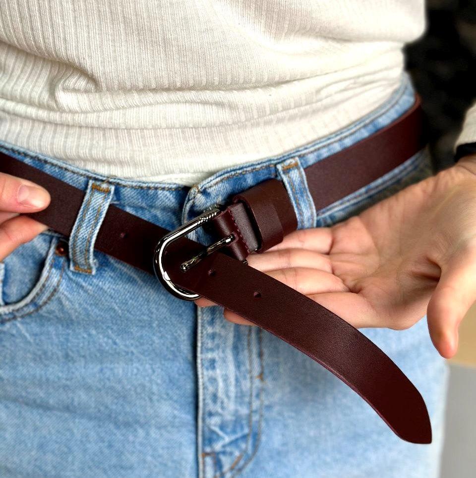 Класичний ремінь в кольорі бордо, фото 1