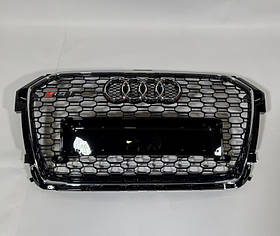 Решітка радіатора стиль RS1 (хром окантовка, чорна сітка, QUATTRO) Audi A1 2015–2018