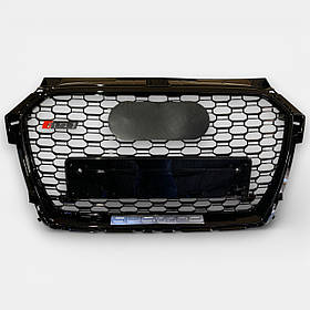 Решітка радіатора стиль RS1 (чорна окантовка, чорна сітка, QUATTRO) Audi A1 2015–2018