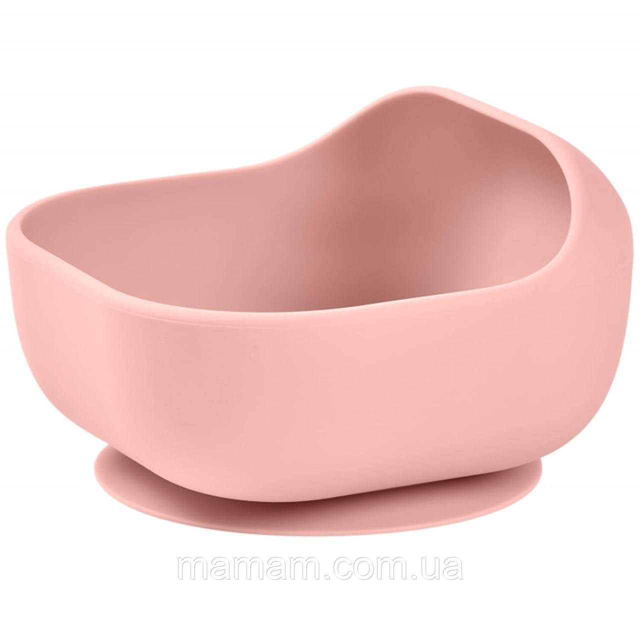 Силіконова миска з підставкою-присоскою з бортиком Beaba Pink, фото 1