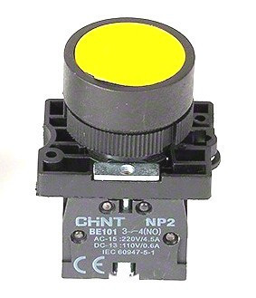 Кнопка NP2-EA51 пластик 1NO AC 6V-230V жовта