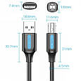 Кабель для принтера USB 2.0 AM/BM 3.0m 480Mbps PVC black VENTION (COQBI), фото 3
