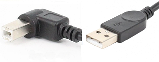 Кабель USB 2.0 AM-BM, 1.0 м, кут 90° наліво, чорний