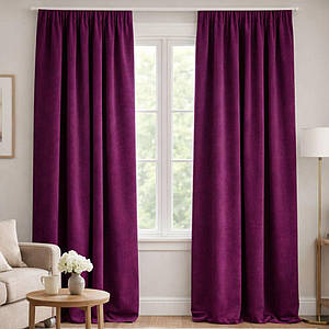 Комплект штор 2 шт 150х260 см, Soft Velvet Lux штори, гардини, портьєри на шторній тасьмі V-17 фуксія