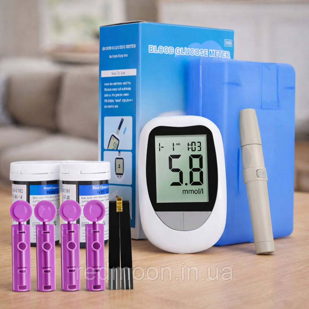 Вимірювач цукру в крові + 50 тестів, від батарейки, JD-92 / Глюкометр / Апарат для вимірювання цукру, фото 1