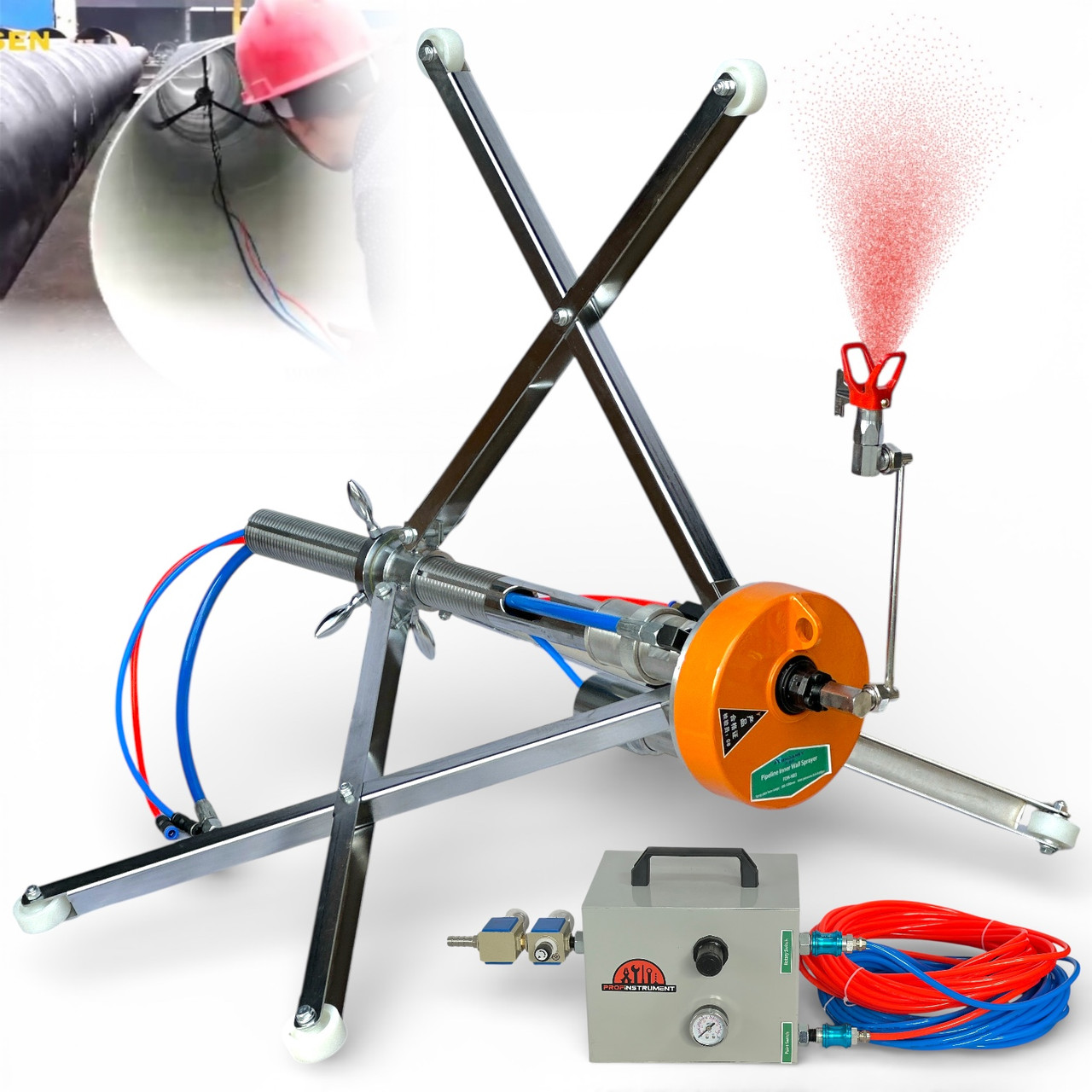 Пристрій для внутрішнього фарбування труб для безповітряних апаратів Profinstrument FDN-NB3 (300-1200 мм), фото 1